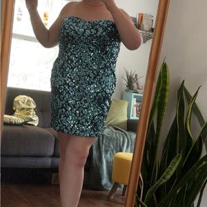 Strapless Sequin Dress in Blue